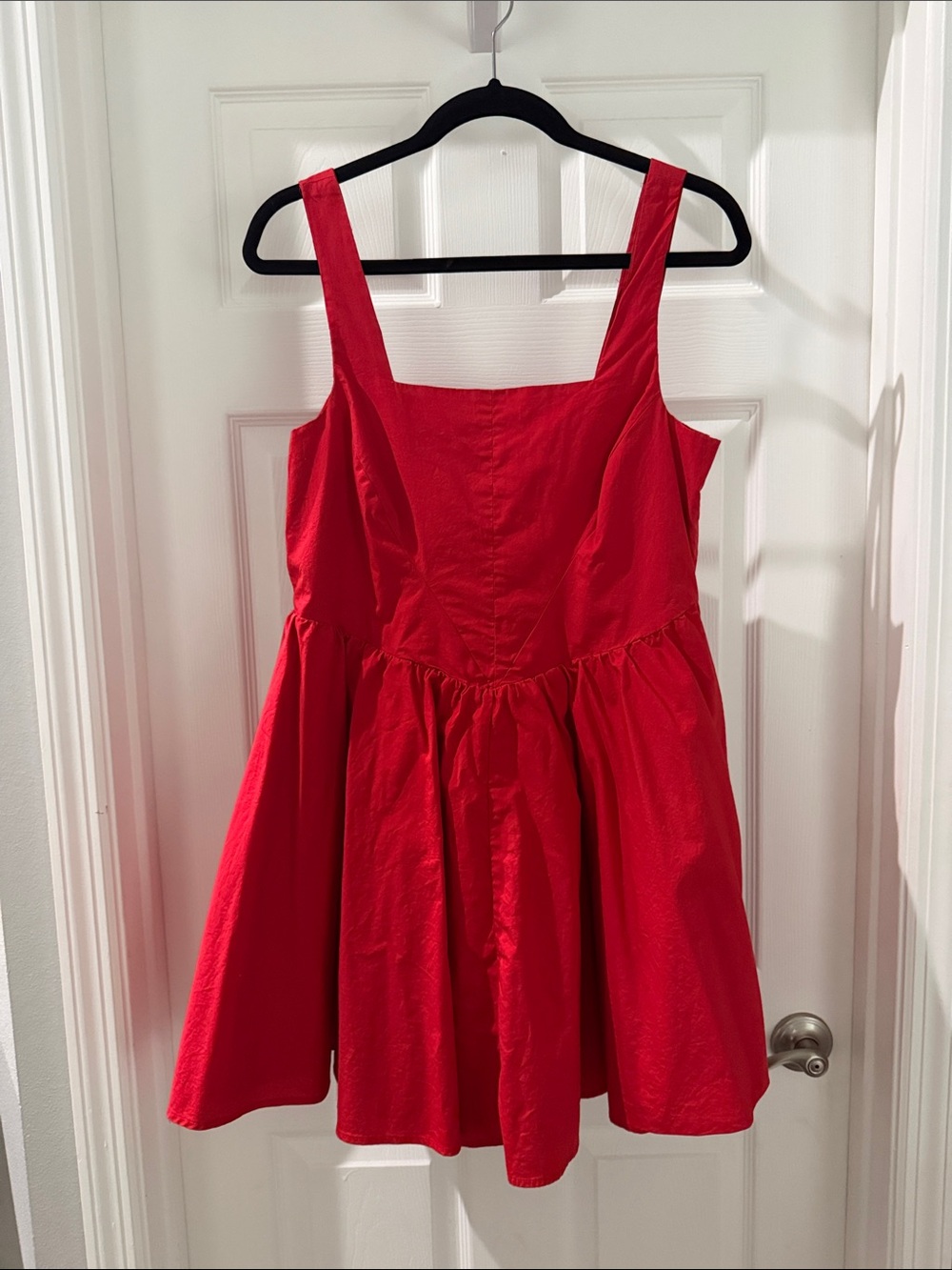 H&M Red Square-Neck Sleeveless Party Dress